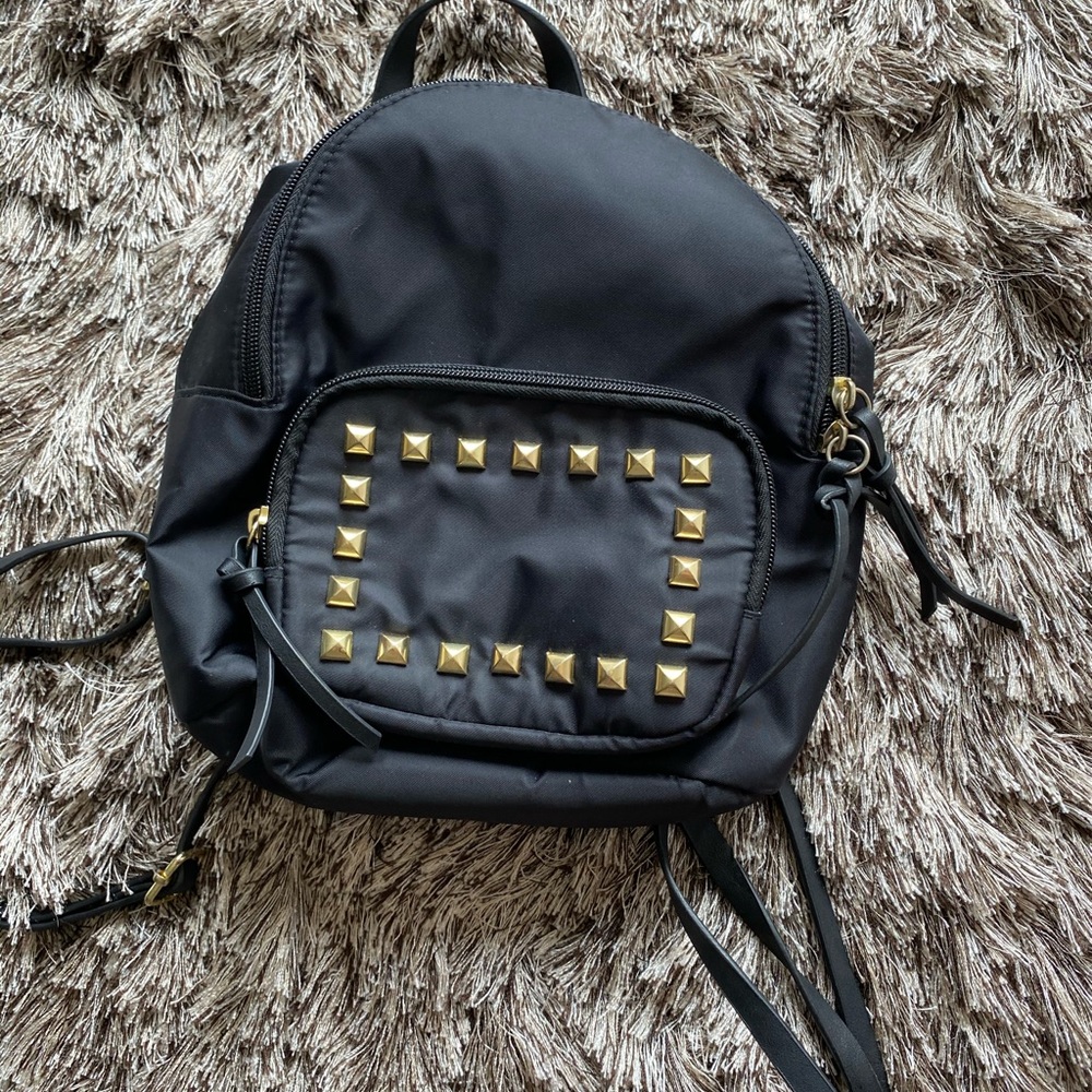 Black Backpack Purse with gold details
